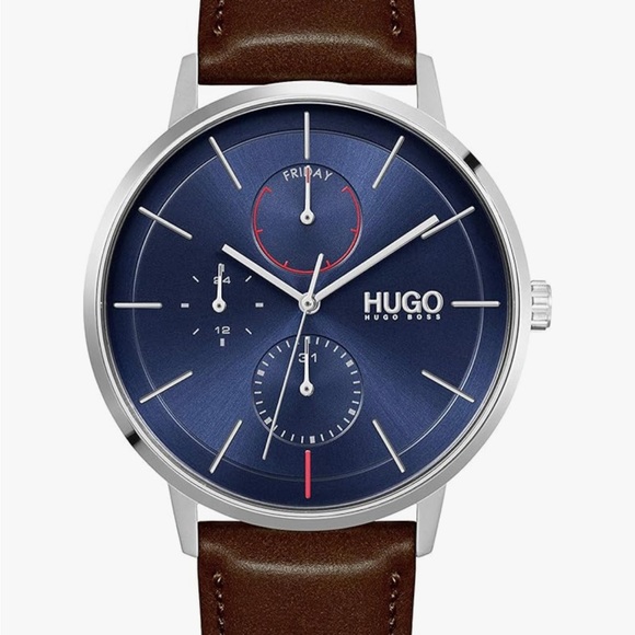 HUGO BOSS Men's Stainless Steel and Leather Strap Business watch